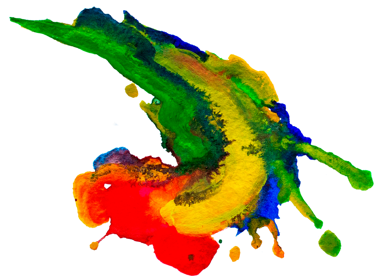 Composition of Smears Green and Yellow, Red and Blue Watercolor, Brushstroke of Paint as Sample of Art Product, Isolated. for Design and Decoration